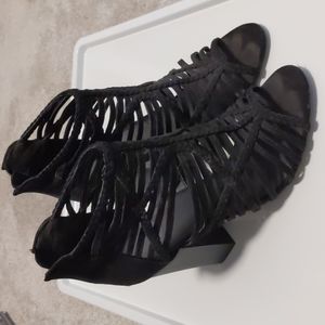 Black, suede Guess block heels, size 8.5